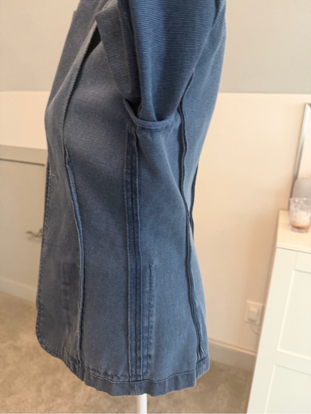 Vintage CELINE Blue Denim Canvas Jacket Blazer Contrast Stitch Made in France 38 - Picture 9 of 9